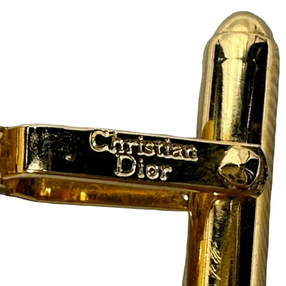 Vintage Christian Dior Mens Gold Silver Tone CD Logo Cufflinks and Tie Clip Set